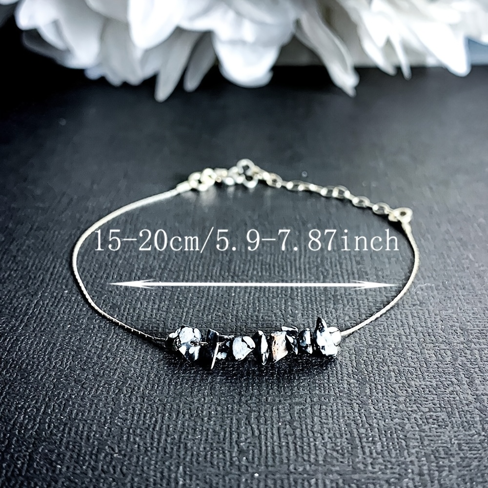 Black Snowflake Obsidian Bracelet & Foot Chain, Aura Shielding Charm